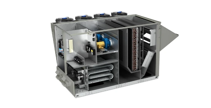 Sistema HVAC industrial con ventilacion y control de motores